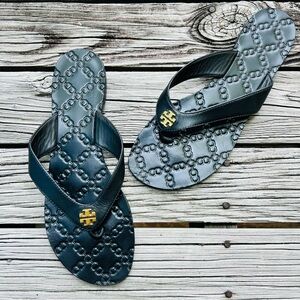 Tory Burch Black Monogram Sandals Size 9.5